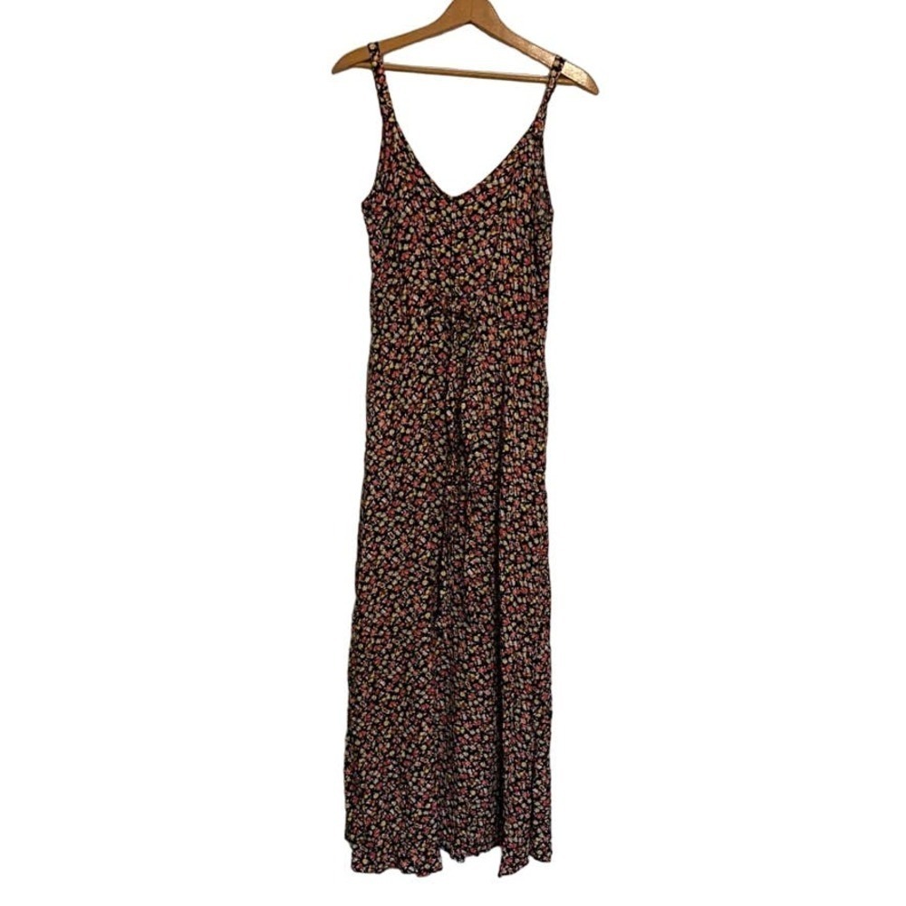 Vince Camuto Black maxi dress pink yellow floral print XS